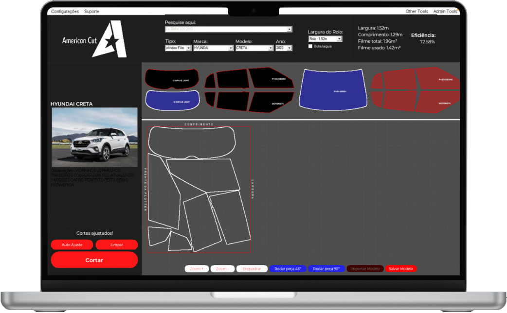 Tela do software American Cut